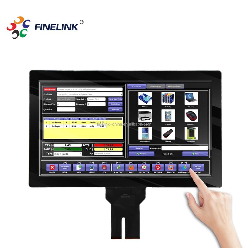 21.5 pulgadas Solución industrial impermeable Apoyo de bolígrafo activo Panel de pantalla táctil capacitiva