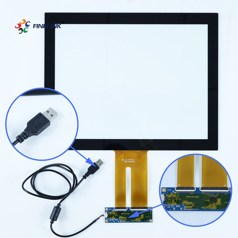 Sensor de vidrio industrial personalizado de 15 pulgadas USB EETI 10 puntos a prueba de polvo Proyectado Panel de pantalla táctil capacitiva Superposición
